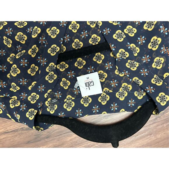 Anthropologie CAbi Mosaic Blouse Blue Yellow Top #3773 Size Medium, MSRP $89 - Picture 8 of 13